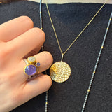 Round Faceted Tanzanite Stacking Ring in 18k Yellow Gold
