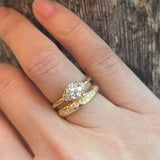 Three Stone Ring with Transitional Diamond in 18k Gold