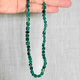 Rough Emerald Bead Necklace with 18k Gold Beads and 18k Gold Carabiner