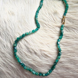 Rough Emerald Bead Necklace with 18k Gold Beads and 18k Gold Carabiner