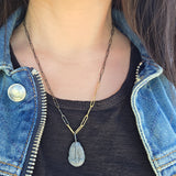 Short Links Chain in Oxidized Silver with 7 Consecutive Gold Links