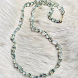 Geometric Faceted Green Amethyst Necklace with 18k Gold Beads and Clasp