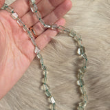 Geometric Faceted Green Amethyst Necklace with 18k Gold Beads and Clasp