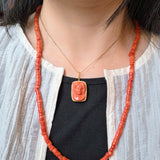Coral Cameo Pendant in 18k Gold