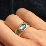 Blue Sapphire Three Stone Ring in 14k Royal Yellow Gold