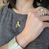 18k Coral and Golden Pearl Pendant