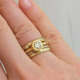 Raised Cup Old Euro Cut Diamond Ring in 18k Gold
