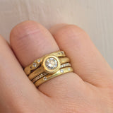 Raised Cup Old Euro Cut Diamond Ring in 18k Gold