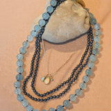 Aquamarine Beaded Necklace with 18k Pip Toggle Clasp