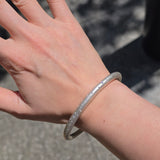 Tapered Oval Bangle in Brushed Silver with 30 Lab Grown White Diamonds