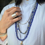 Blue Glass & 18k Gold Bead Necklace