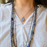 Ancient Lapis Bead Necklace with 18k Gold Beads and Handmade Chain