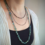 Geometric Faceted Fluorite Bead Necklace with 18k Gold Beads and Clasp