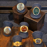 Octopus Intaglio Bloodstone Oval Ring in 14k Yellow Gold