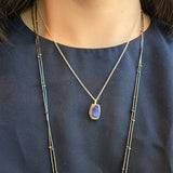 Rough Lapis Pendant in 18k Gold with Silver Chain