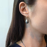 Blue Natilus Pearl Earrings In Oxidized Silver