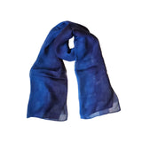 Naturally Fermented Indigo-dyed Silk Scarf