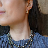 Small Squared Oval Hoop Earrings in Bronze with 14k Gold Earwires