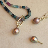 Lavender Rose Capped Pearl Pendant in 18k Yellow Gold