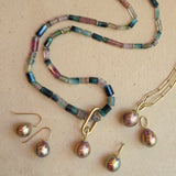 Lavender Rose Pearl Earrings with 14k Yellow Gold Earwires