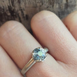 Custom Prong Set Pale Blue Montana Sapphire in 14k x1 White Gold