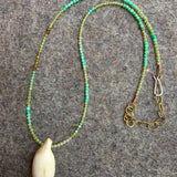 Chrysoprase Bead Necklace with Carved Antler Pendant
