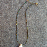 Turquoise Bead Necklace with Carved Antler Pendant