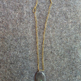 Brass Chain Necklace With Silver Pendant and Turquoise Bead