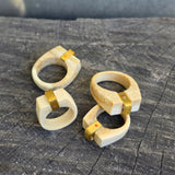 Carved Antler with Textured Brass Stripe Ring