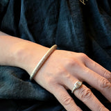 Tapered Oval Bangle in Brushed Silver with 30 Lab Grown White Diamonds