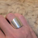Flat Cuba Ring with White Diamond in Silver