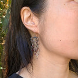 Garnet Loop Earrings in Oxidized Silver