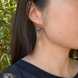 Gold and Silver Chain Dangle Earrings in Oxidized Silver