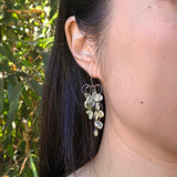 Prehnite Loop Dangle Earrings in Oxidized Silver