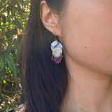 Garnet Fringe Dangle Earrings in Oxidized Silver