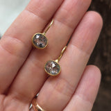 Backless Salt and Pepper Rosecut Earrings in 18k Yellow Gold