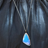 Large Morpho Wing Pendant in Oxidized Silver