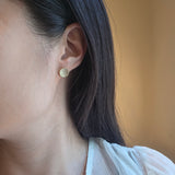 Organic Round Topography Post Earrings with Champagne Diamonds in 14k Yellow Gold