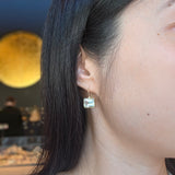 Open Back Rectangular Goshenite Earrings in 18k Yellow Gold