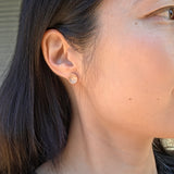 Concave Topography Post Earrings in 14k Rose Gold with Grey Diamonds
