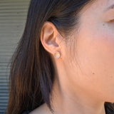 Concave Topography Post Earrings in 14k Rose Gold with Grey Diamonds
