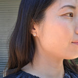 Concave Topography Post Earrings in 14k Rose Gold with Grey Diamonds