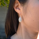Kame Earrings in Brushed Silver and Black Diamonds