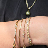 Needle Eye Cuﬀ with Clustered Diamonds in 18k Yellow Gold