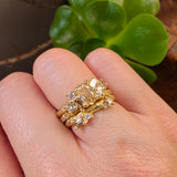 Half Round Band with Mixed Cut Diamonds and Granules in 14k Gold