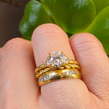 4mm Cloak Band with Clustered Diamonds in 18k Yellow Gold