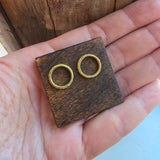 *Large Open Circle Post Earrings in Sand-Textured 18k Yellow Gold