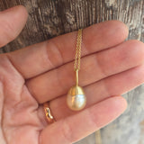 Capped Golden Pearl Pendant in 18k Gold