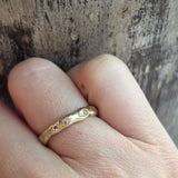 Organic Texture Wave Ring in 14k Yellow Gold with Cognac Diamonds