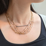 Triangle Clasp Necklace with Chain and Quartz Briolettes